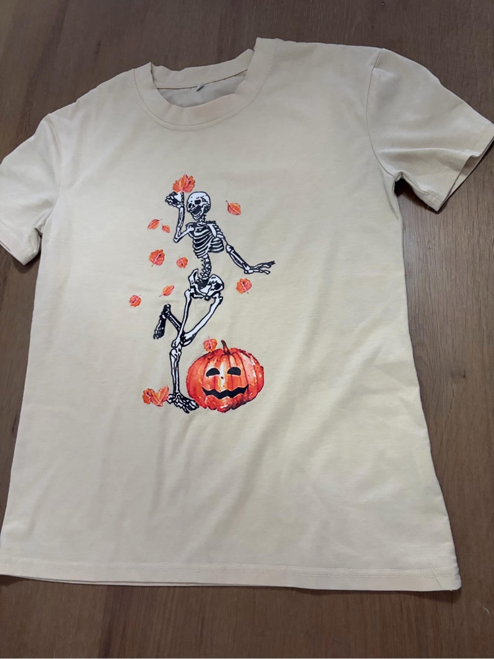 Women’s Cream Halloween Skeleton Pumpkin Tee